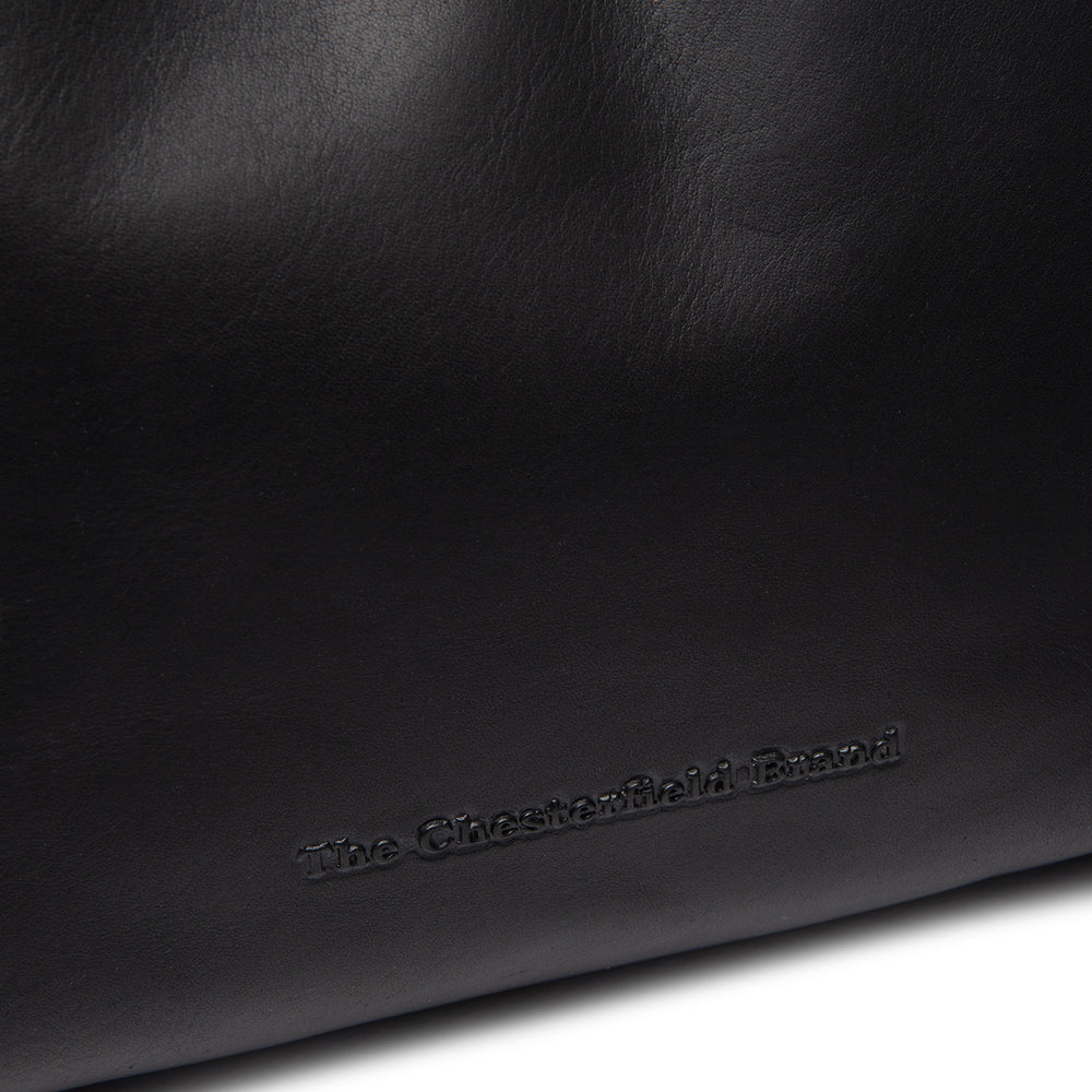 Leder Schultertasche Schwarz Skara