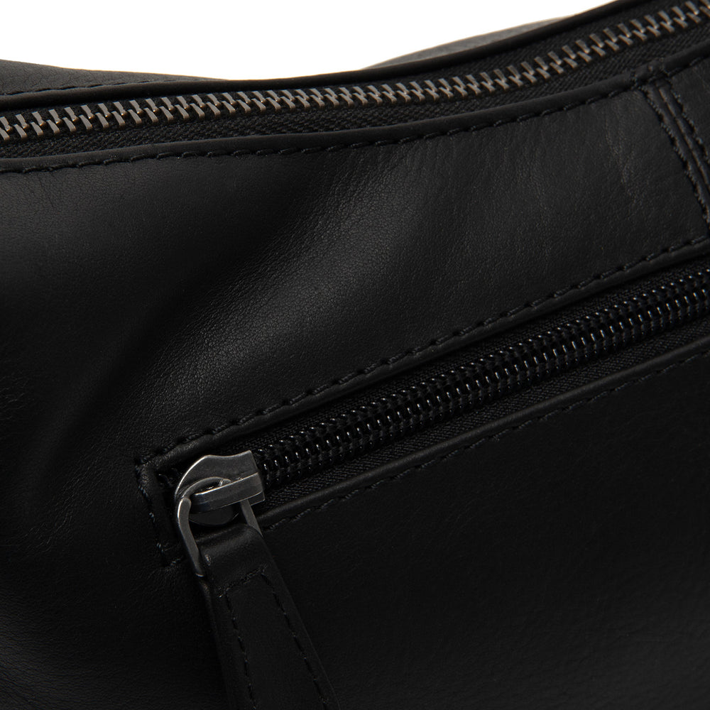 Leder Schultertasche Schwarz Skara
