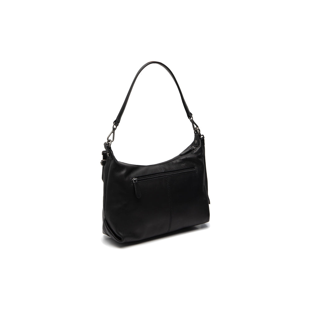 Leder Schultertasche Schwarz Skara