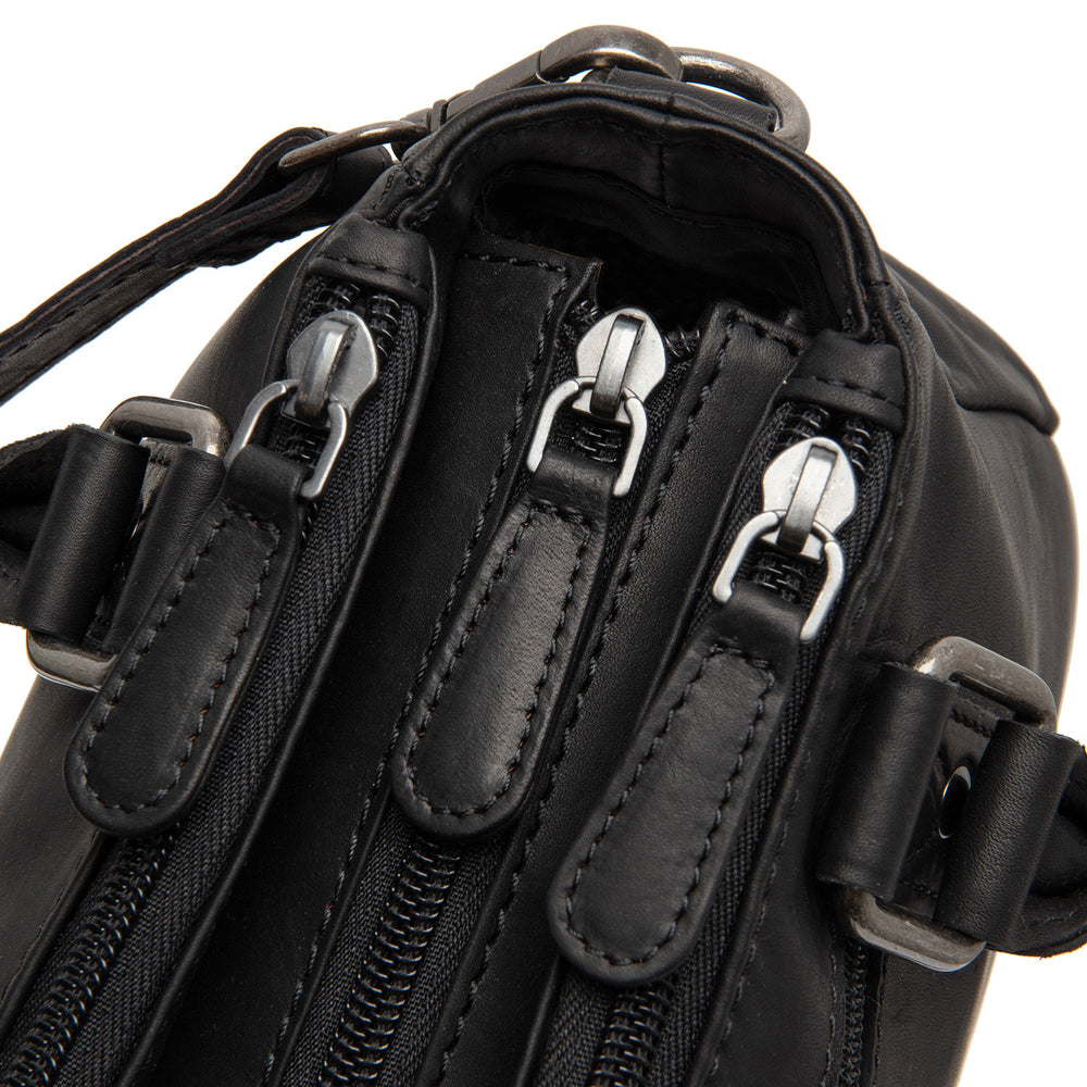 Leder Handtasche Schwarz Fenja