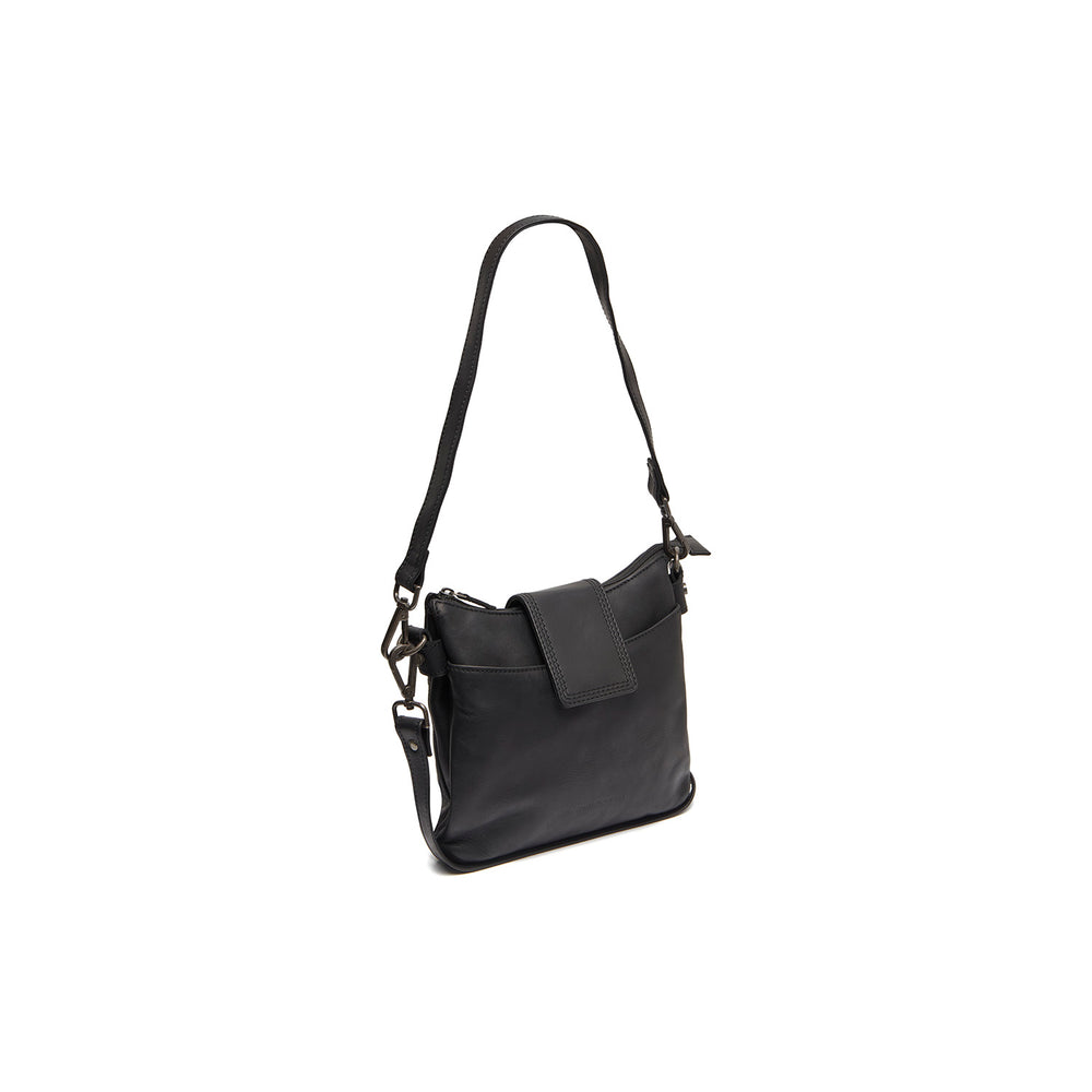Leder Schultertasche Schwarz Calora