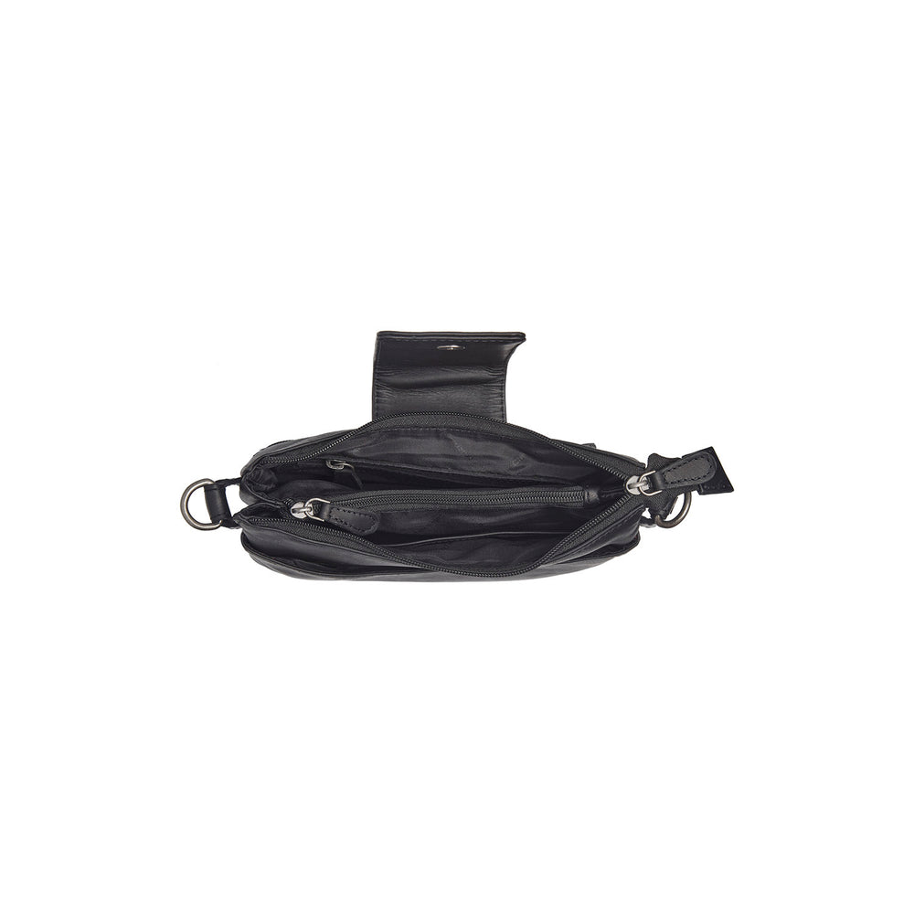 Leder Schultertasche Schwarz Calora