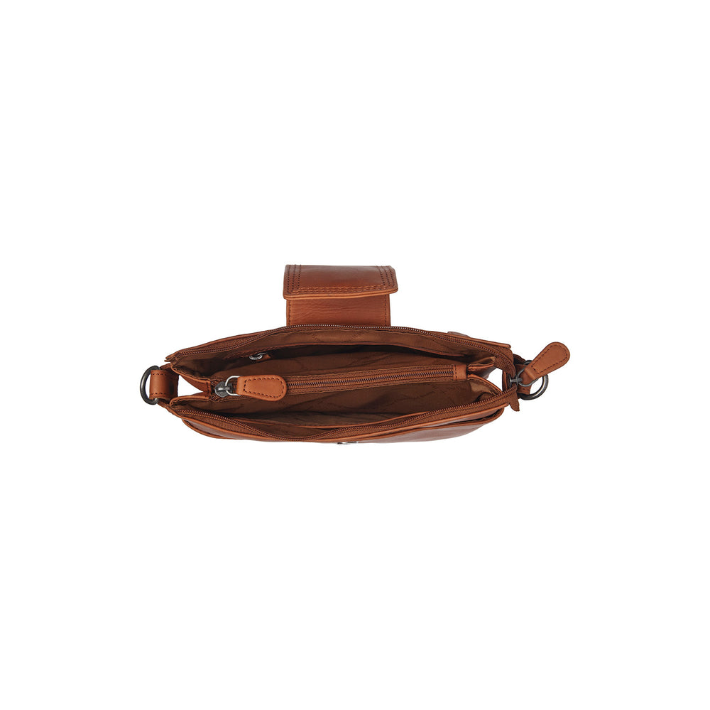 Leder Schultertasche Cognac Calora
