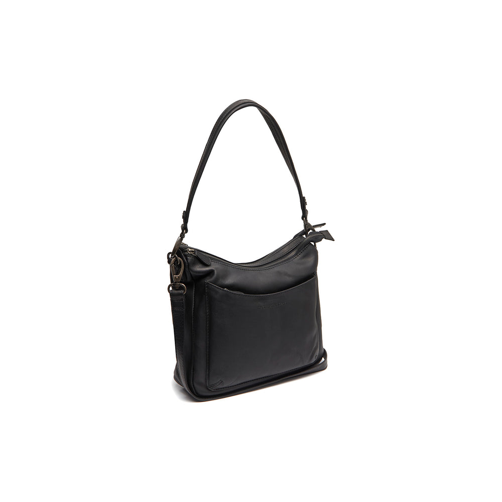 Leder Schultertasche Schwarz Tivra