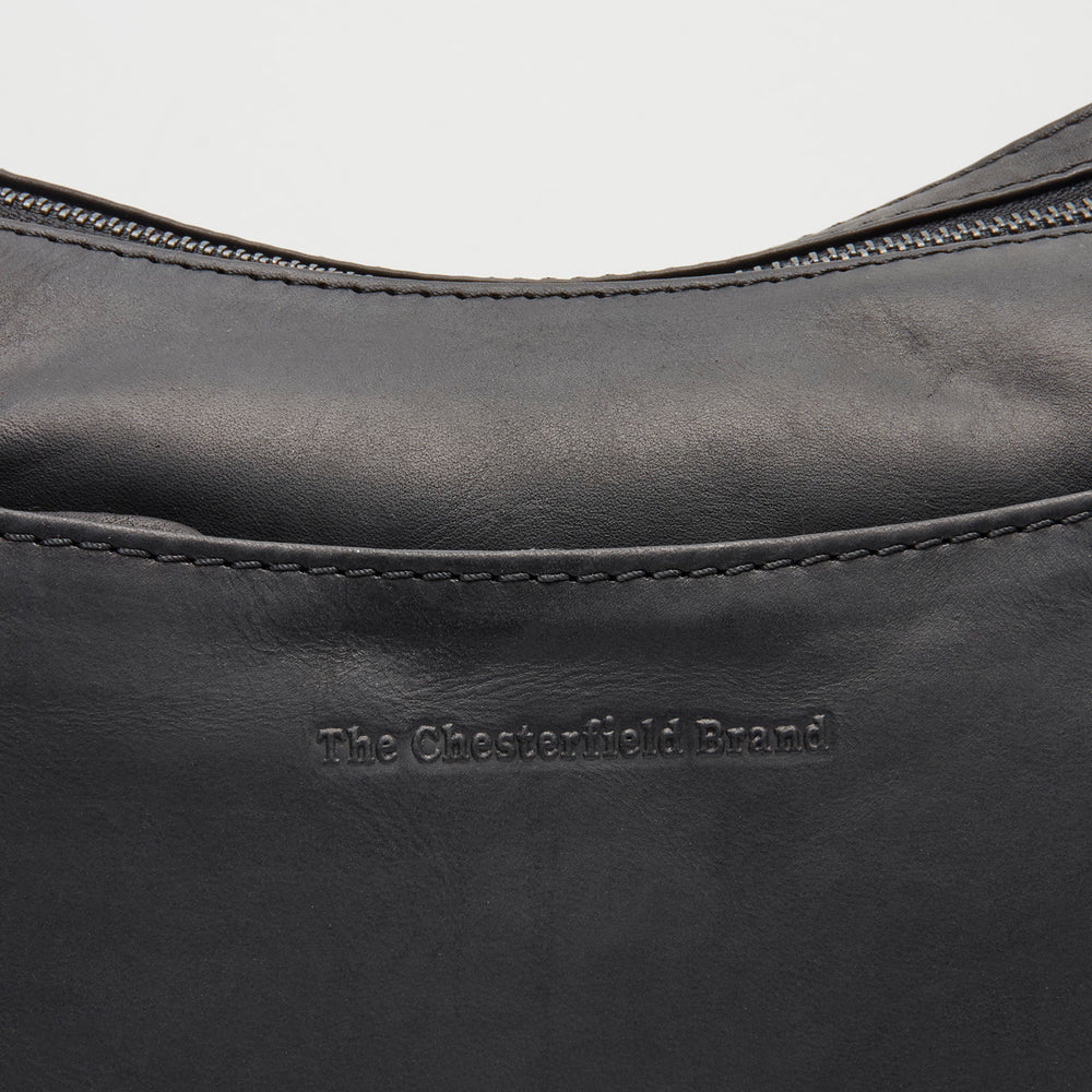 Leder Schultertasche Schwarz Tivra