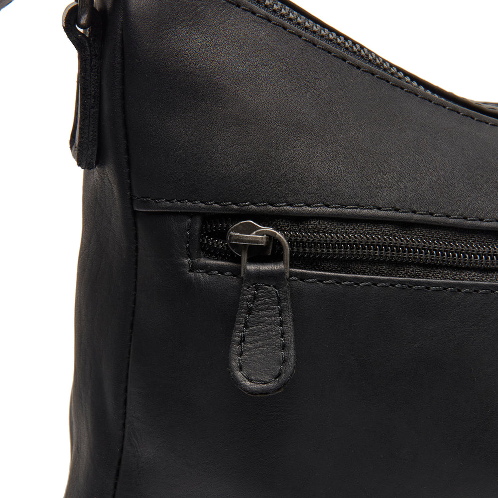 Leder Schultertasche Schwarz Tivra