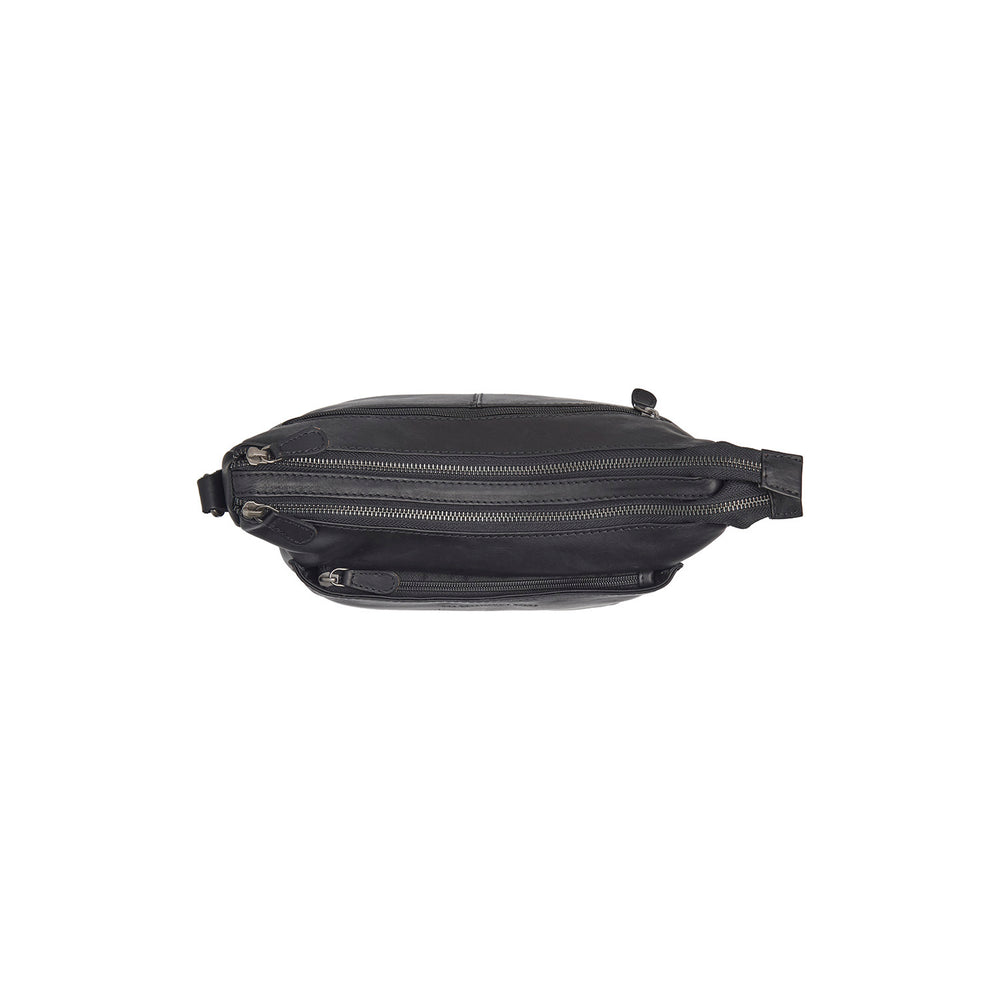 Leder Schultertasche Schwarz Tivra