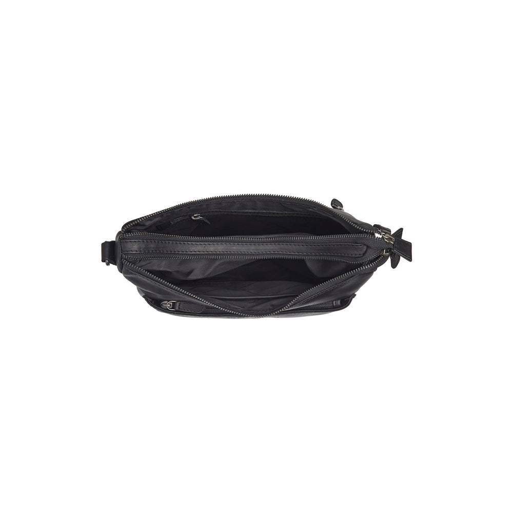 Leder Schultertasche Schwarz Tivra