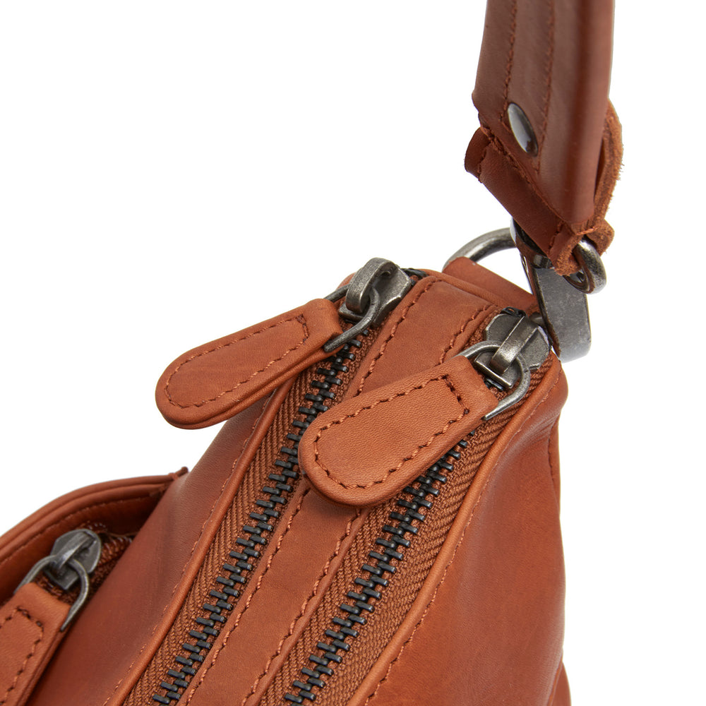 Leder Schultertasche Cognac Tivra