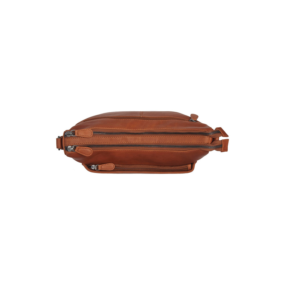 Leder Schultertasche Cognac Tivra