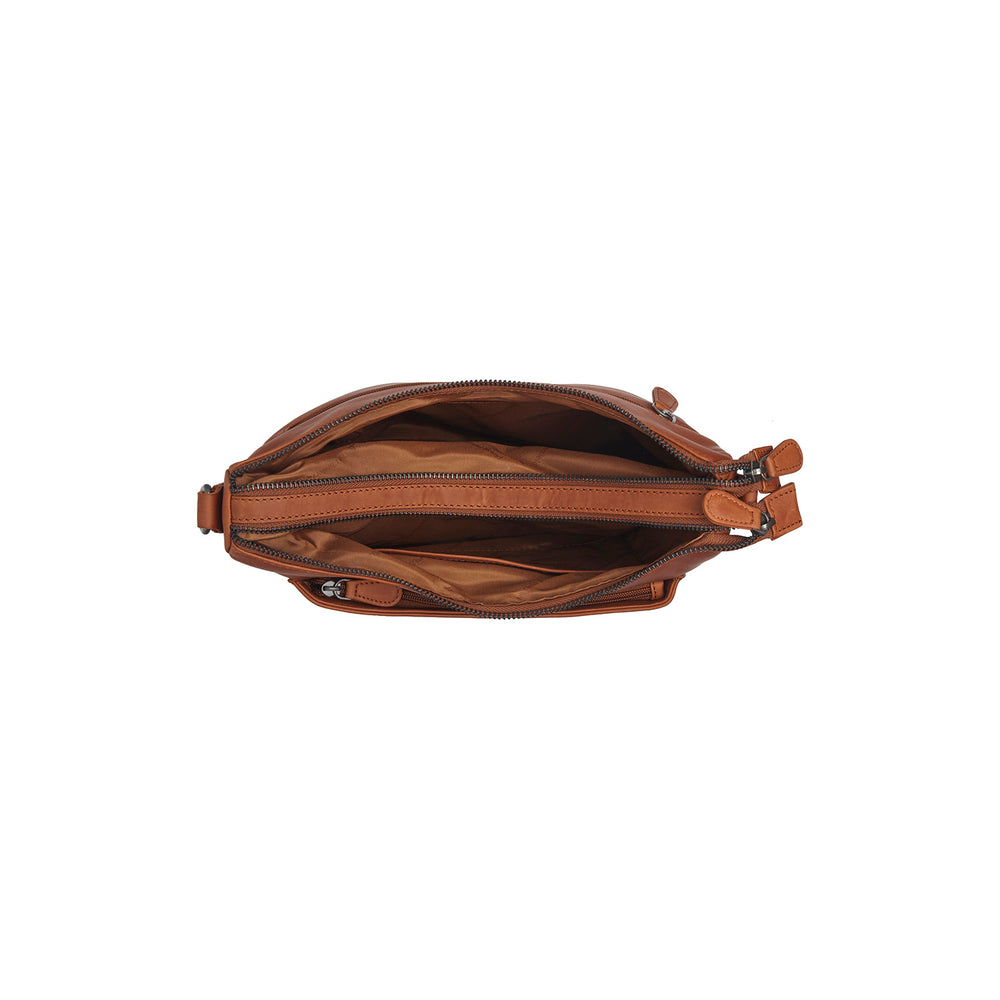 Leder Schultertasche Cognac Tivra