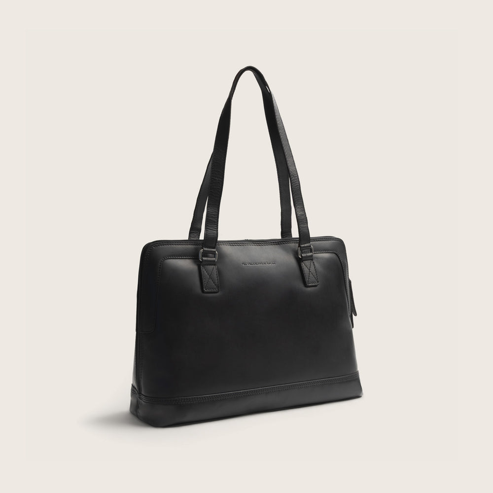 Leder Schultertasche Schwarz Elvar