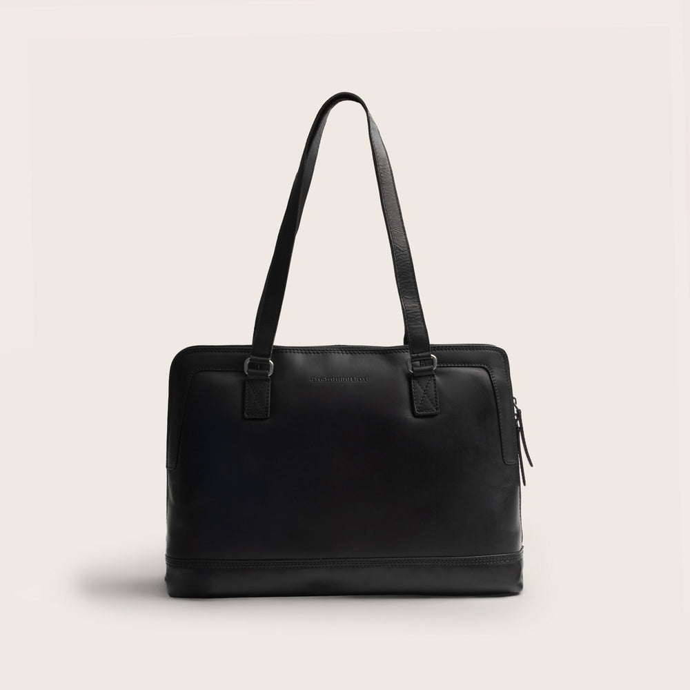 Leder Schultertasche Schwarz Elvar