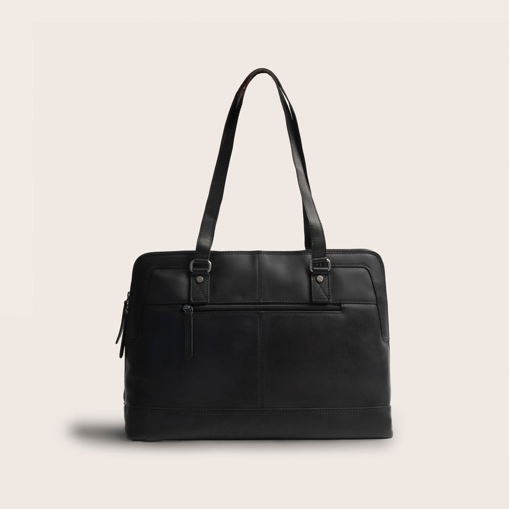 Leder Schultertasche Schwarz Elvar
