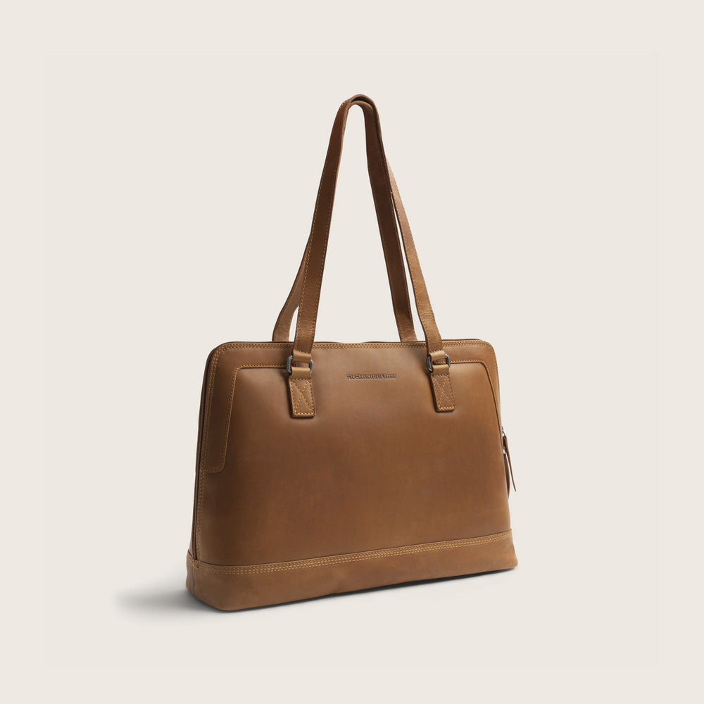 Leder Schultertasche Cognac Elvar