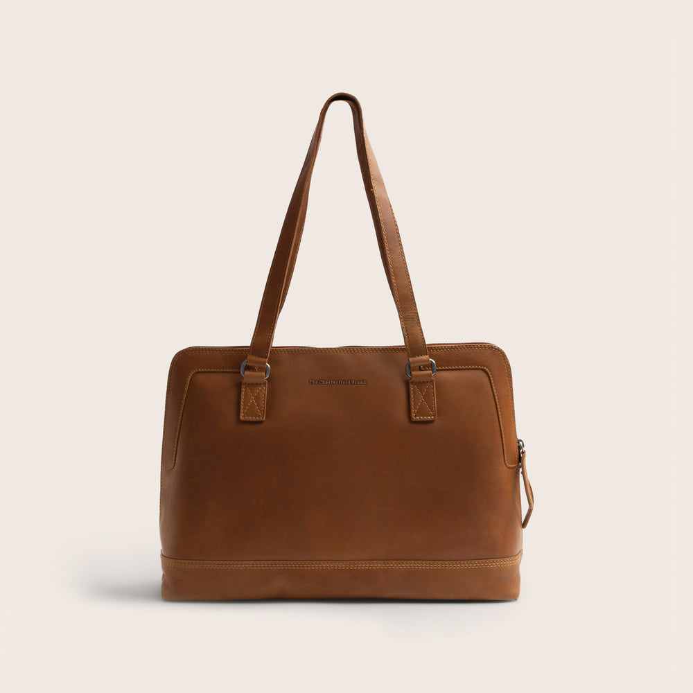Leder Schultertasche Cognac Elvar