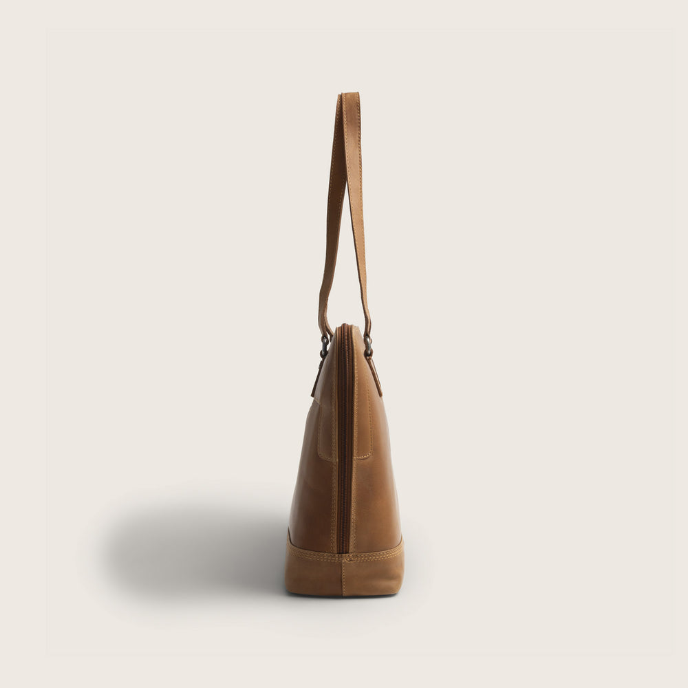 Leder Schultertasche Cognac Elvar