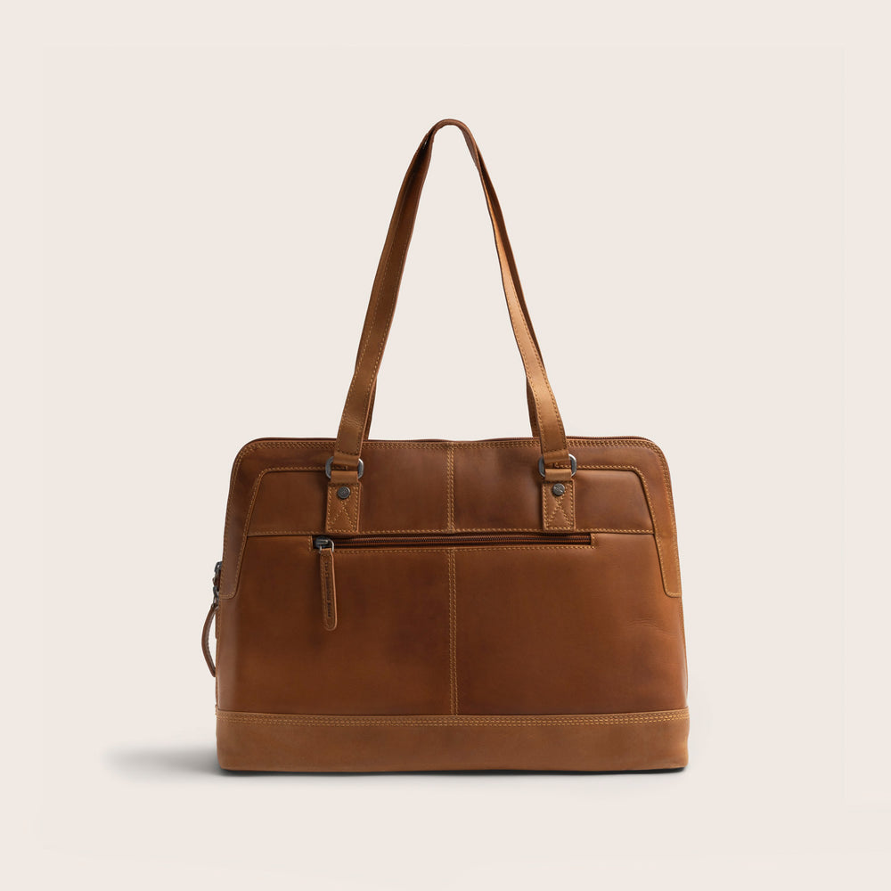Leder Schultertasche Cognac Elvar