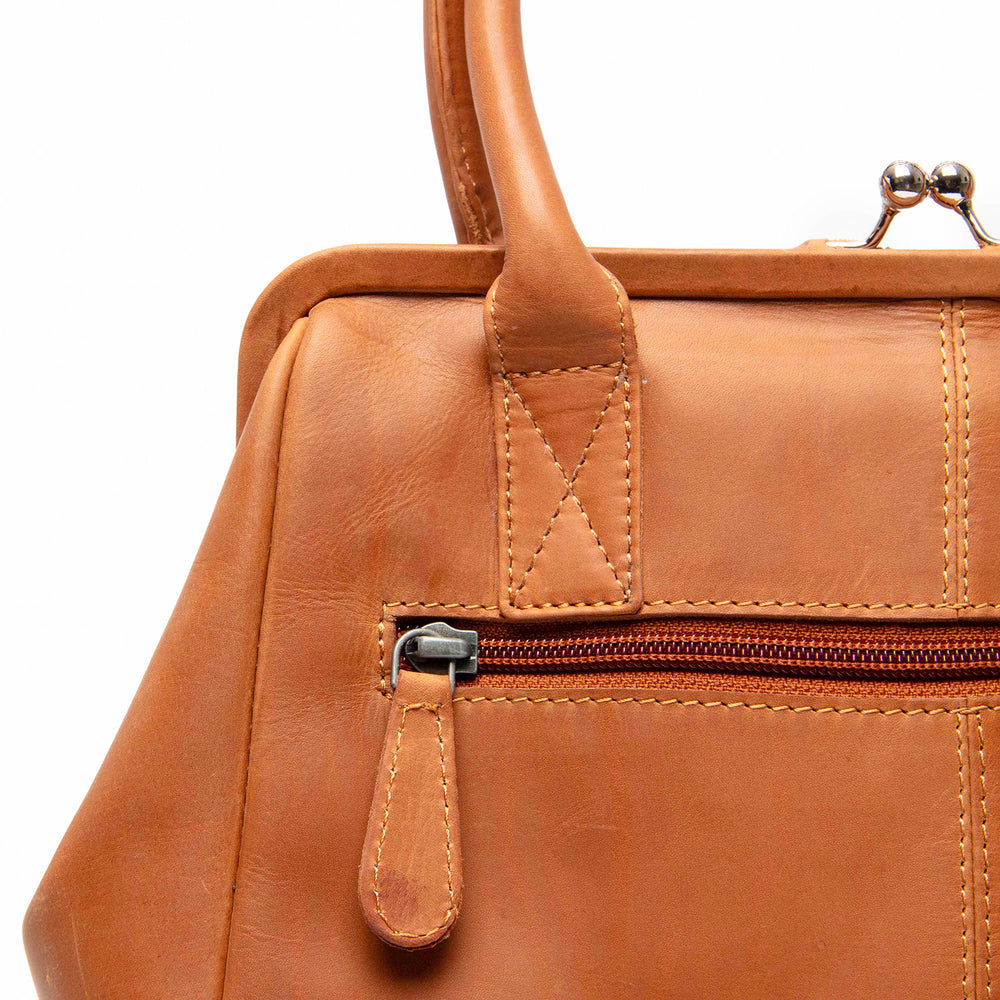 Leather Handbag Cognac Dorin