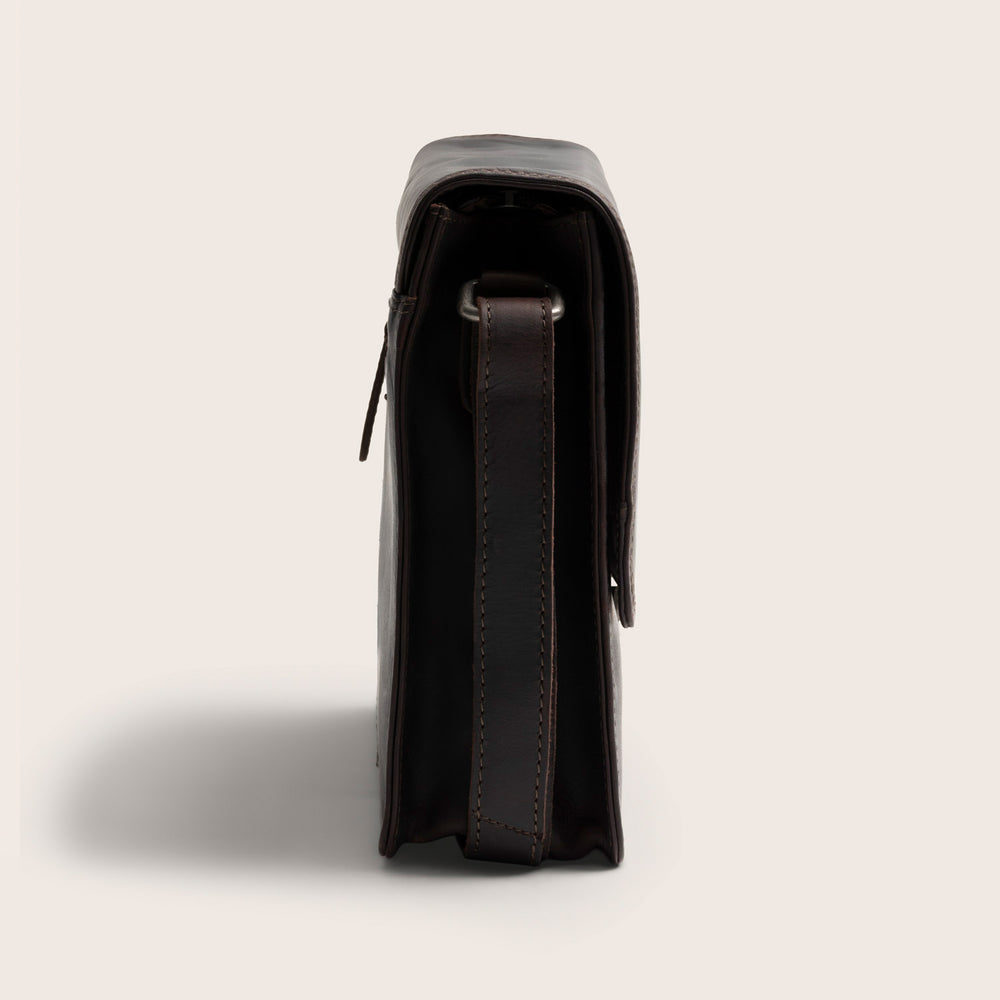 Leather Crossbody Bag Brown Lunor