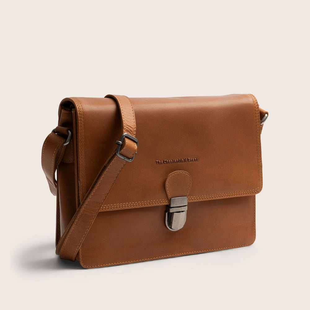 Sac Bandoulière en Cuir Cognac Lunor