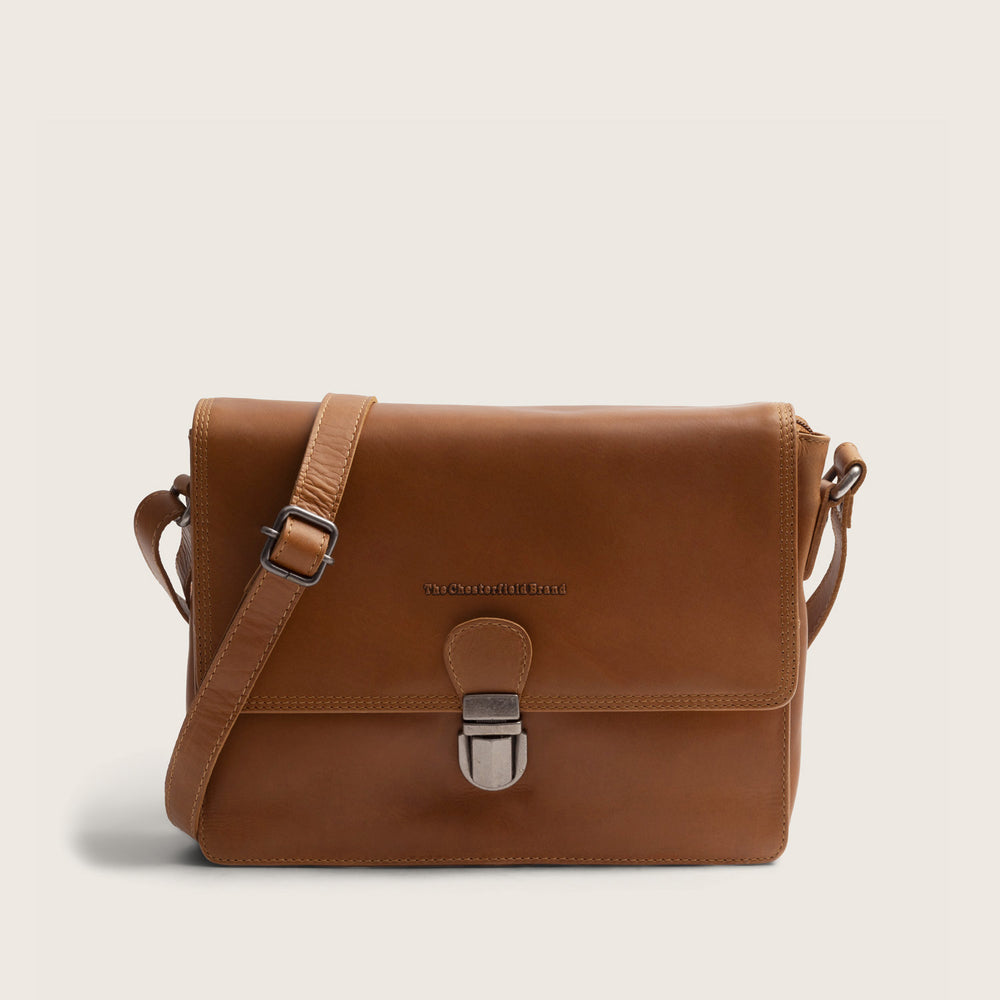 Sac Bandoulière en Cuir Cognac Lunor
