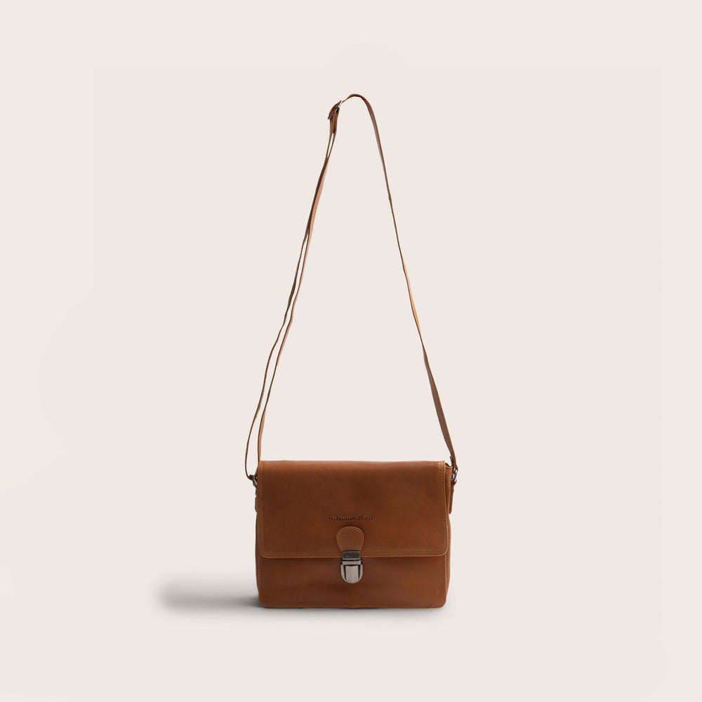 Sac Bandoulière en Cuir Cognac Lunor