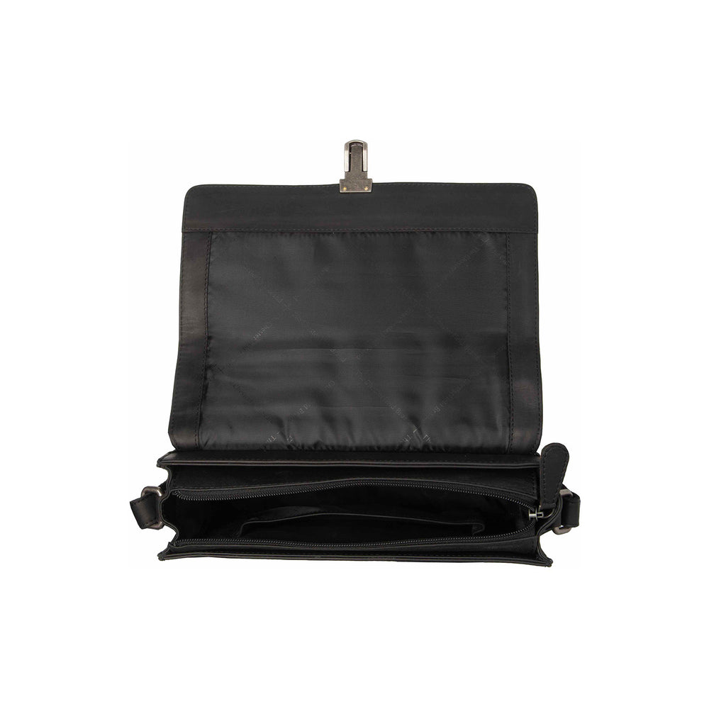 Leather Crossbody Bag Black Lunor