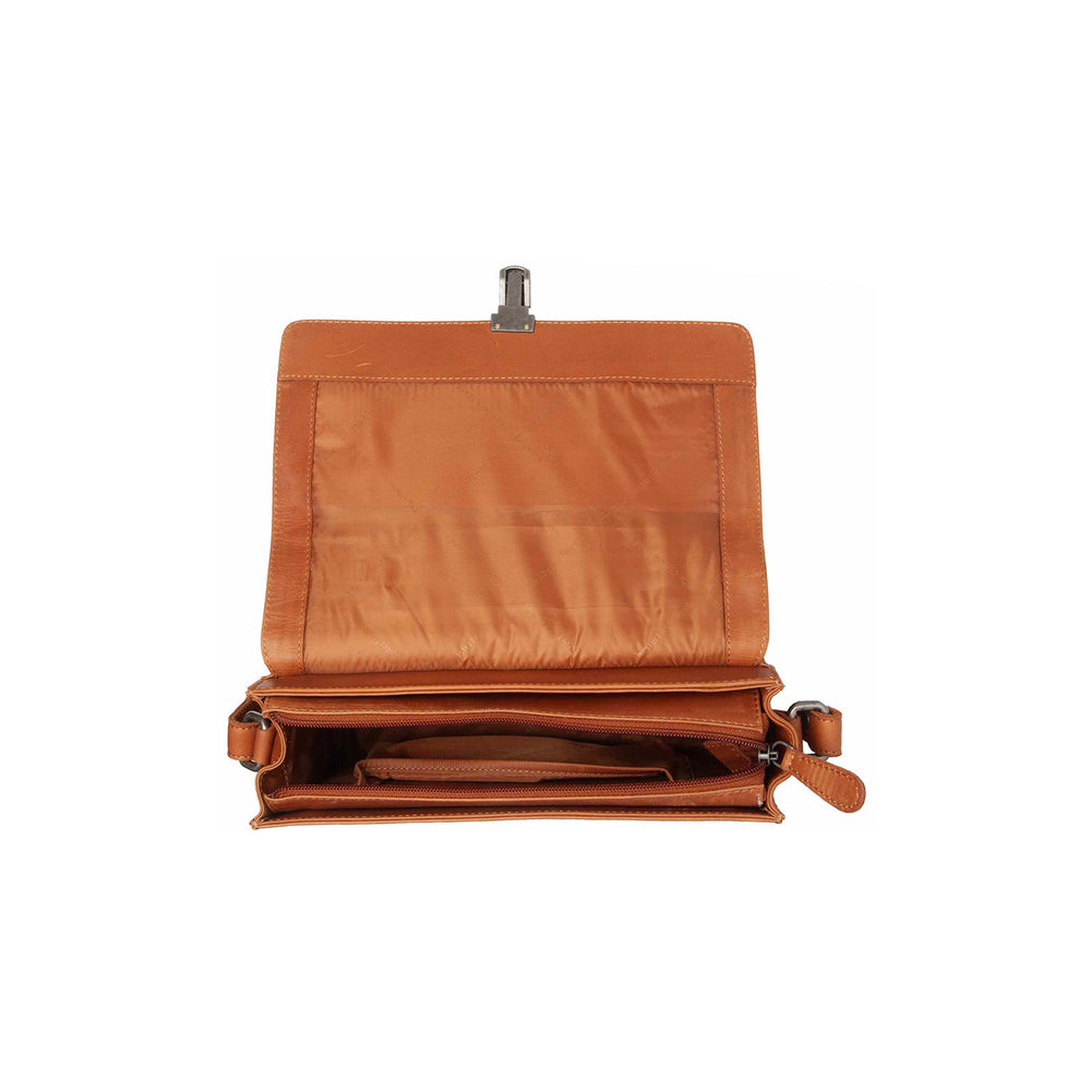 Leather Crossbody Bag Cognac Lunor