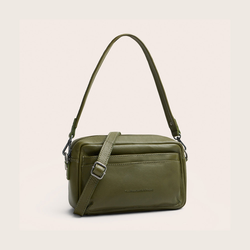Sac Porté Épaule en Cuir Vert Olive Liora