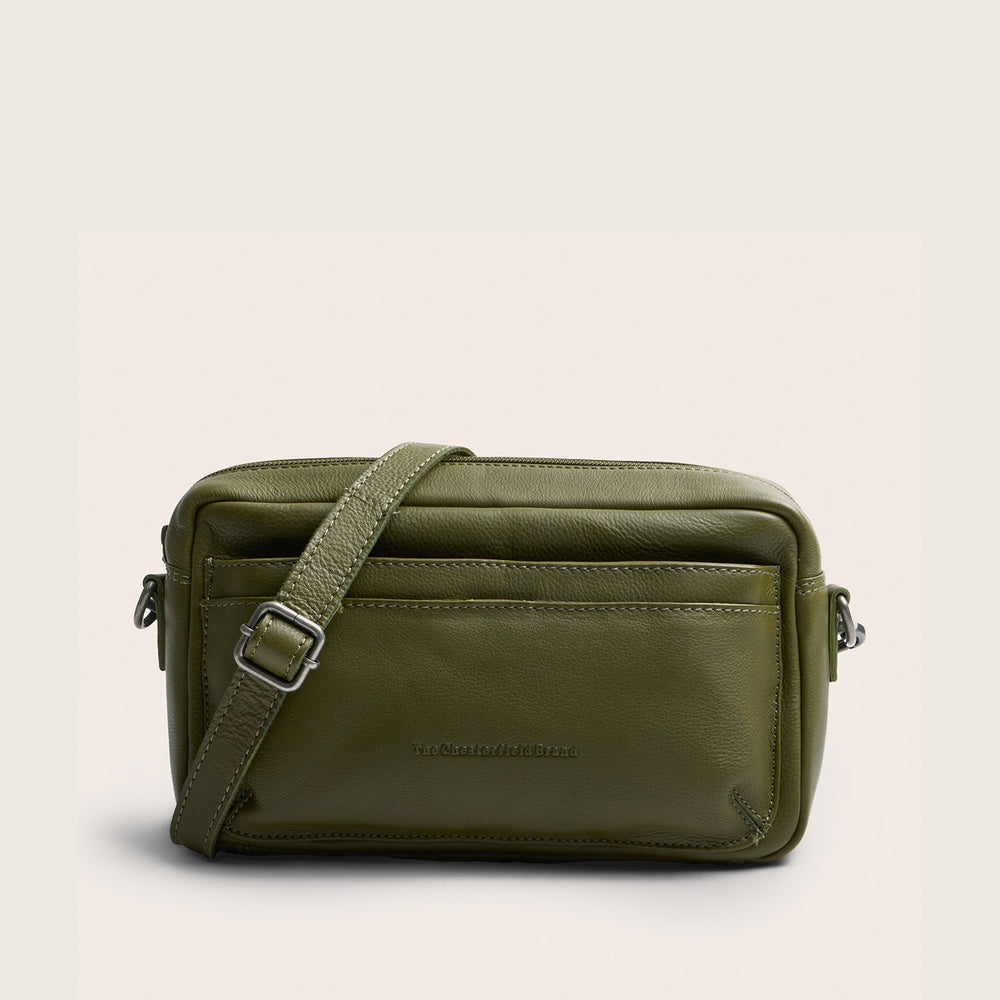Sac Porté Épaule en Cuir Vert Olive Liora