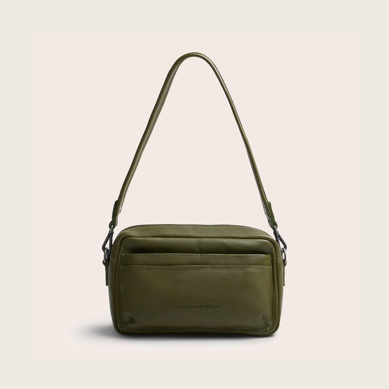 Sac Porté Épaule en Cuir Vert Olive Liora