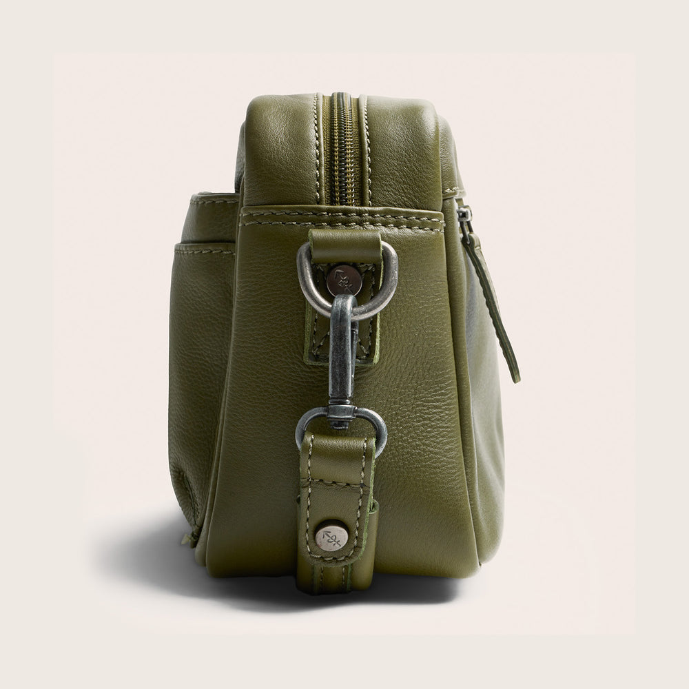 Sac Porté Épaule en Cuir Vert Olive Liora