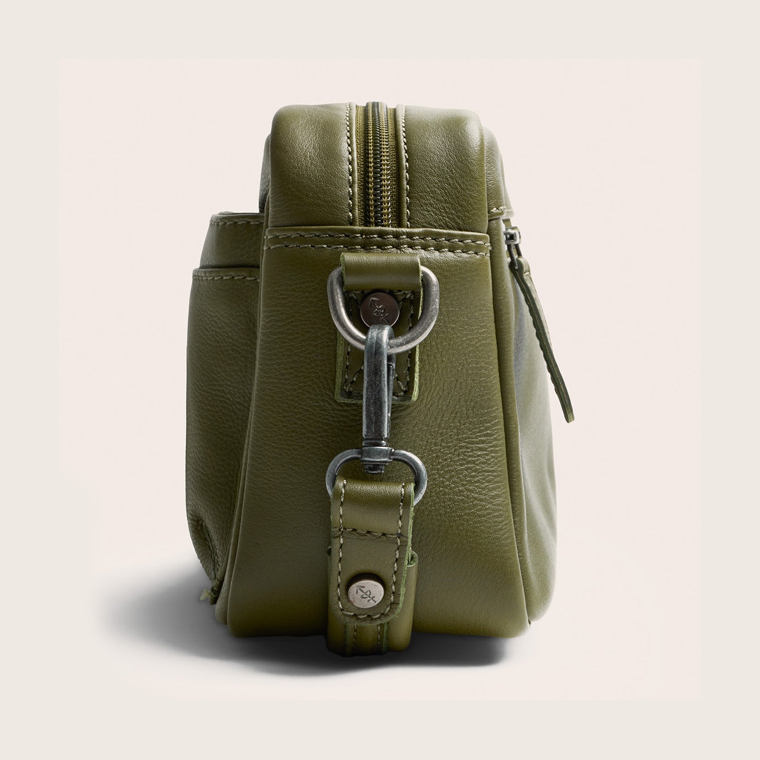 Sac Porté Épaule en Cuir Vert Olive Liora