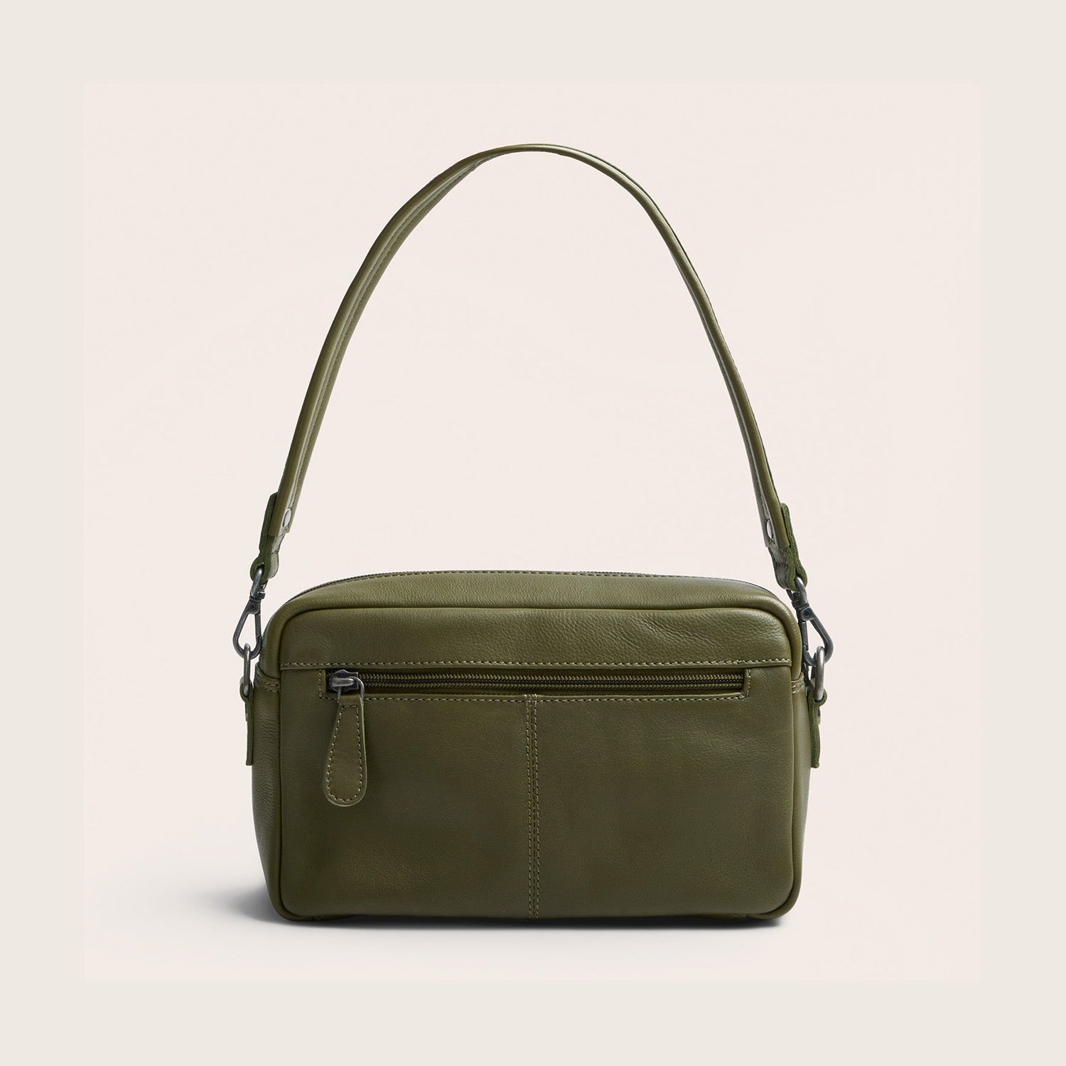Sac Porté Épaule en Cuir Vert Olive Liora
