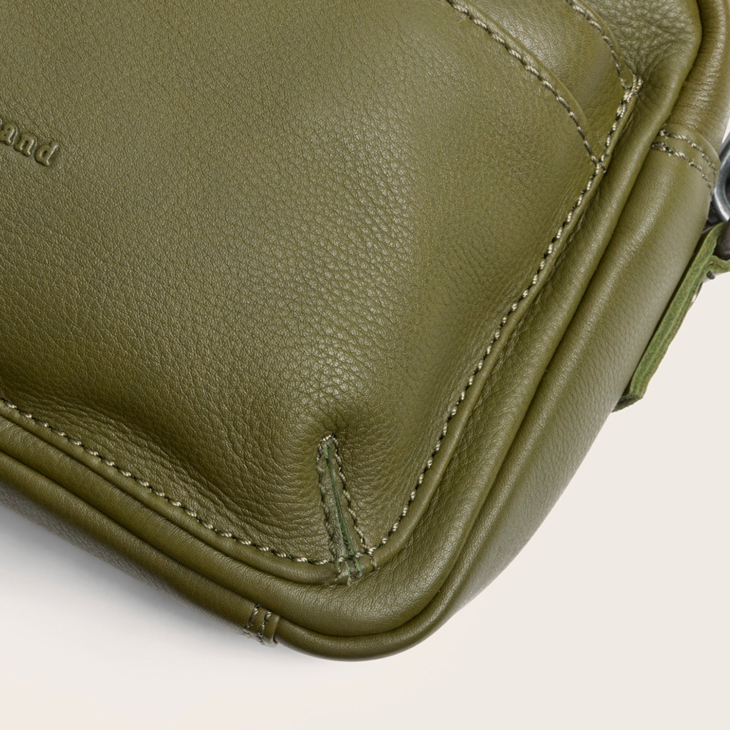 Sac Porté Épaule en Cuir Vert Olive Liora