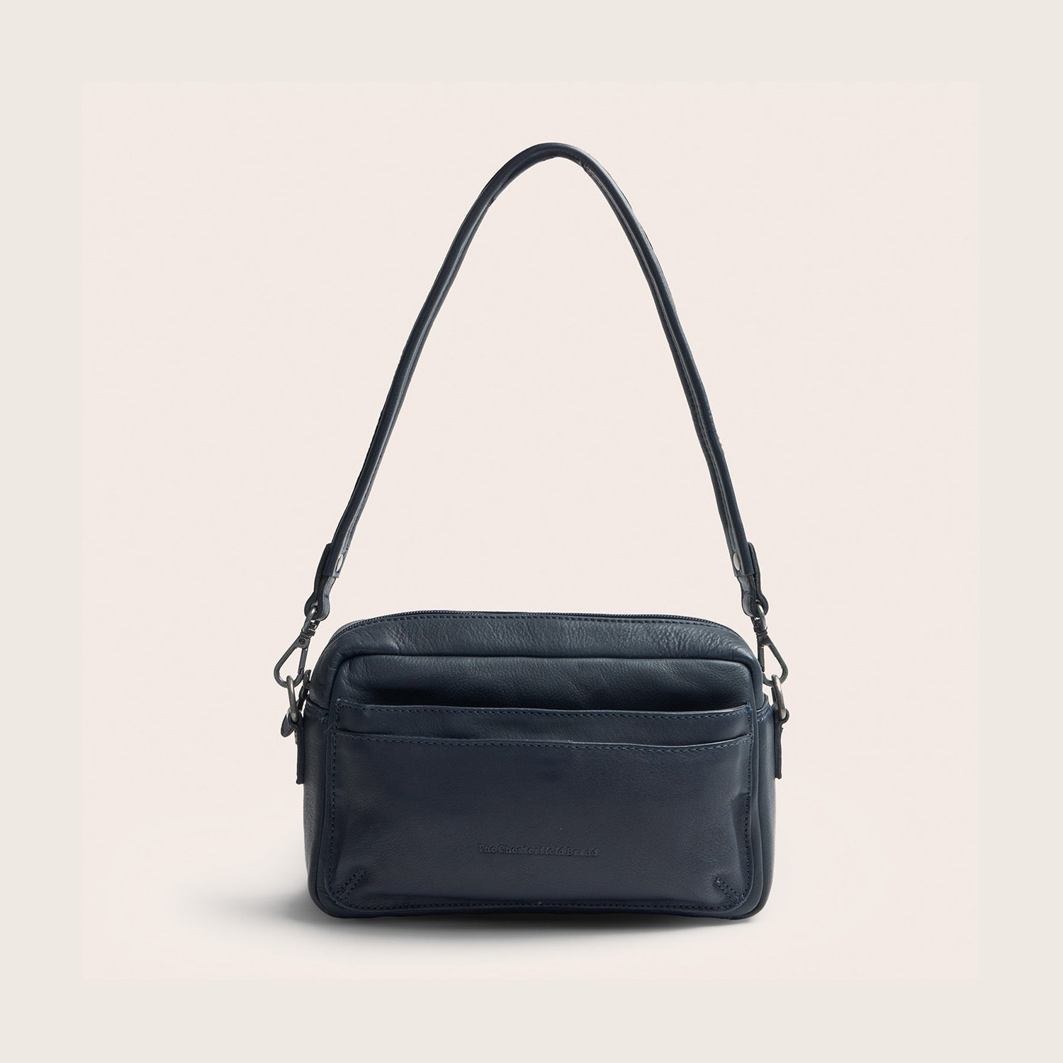 Sac Porté Épaule en Cuir Bleu Marine Liora