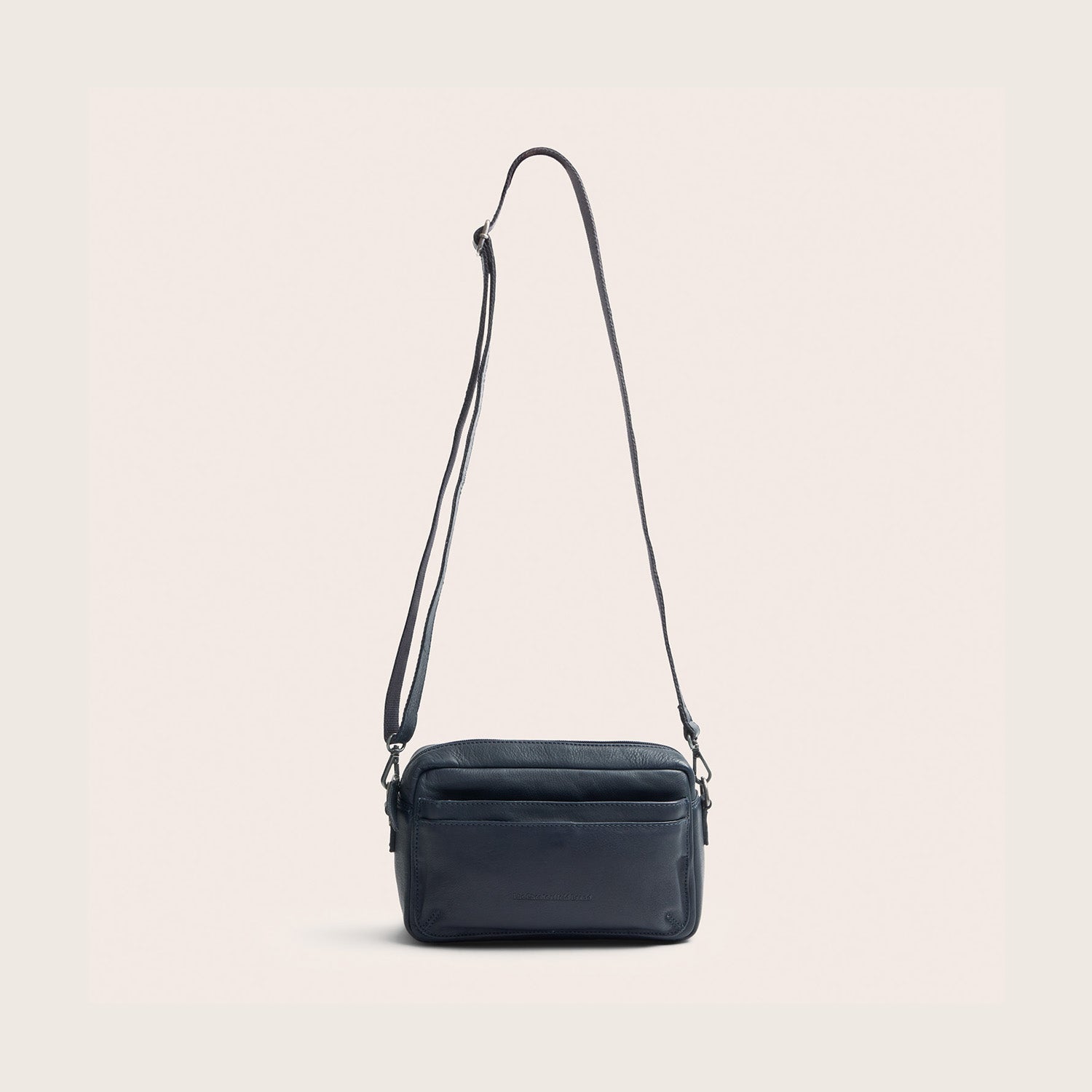 Sac Porté Épaule en Cuir Bleu Marine Liora