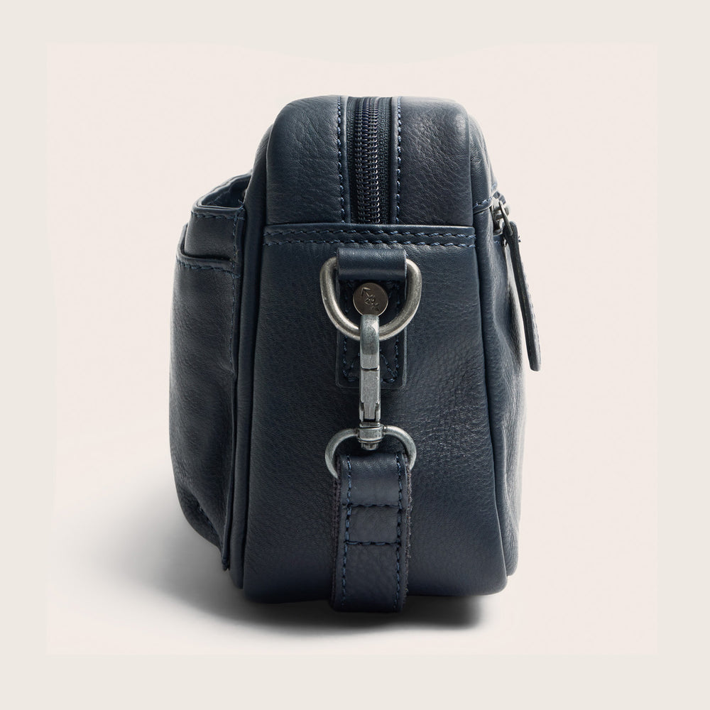 Sac Porté Épaule en Cuir Bleu Marine Liora