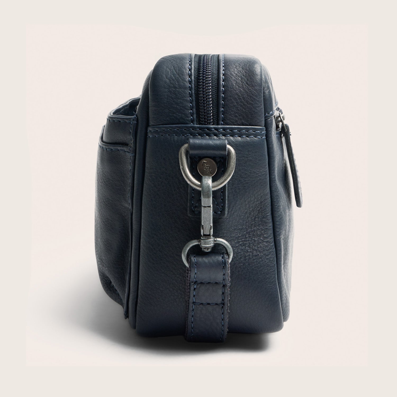 Sac Porté Épaule en Cuir Bleu Marine Liora