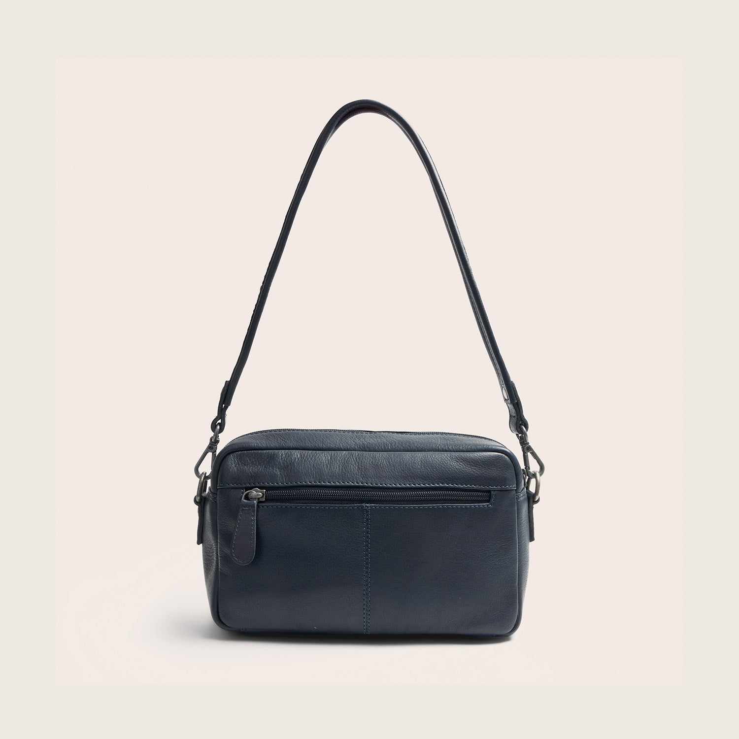 Sac Porté Épaule en Cuir Bleu Marine Liora
