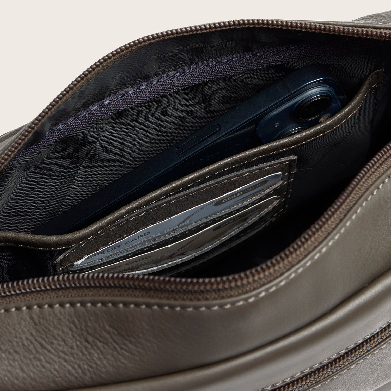 Leather Shoulder Bag Clay Grey Liora
