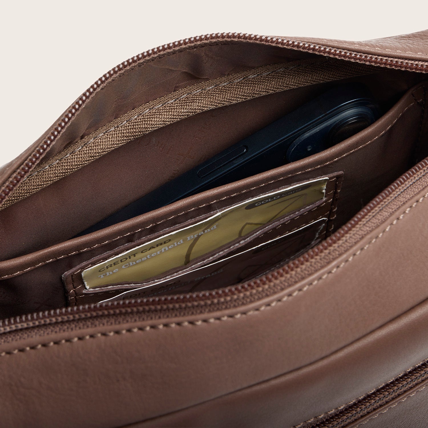Leder Schultertasche Dunkles Taupe Liora