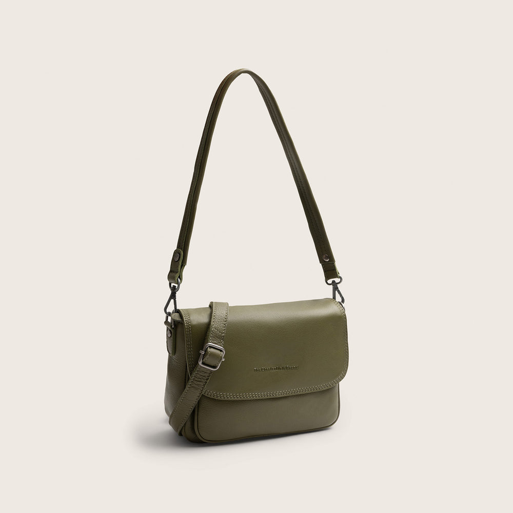 Sac Porté Épaule en Cuir Vert Olive Miloa