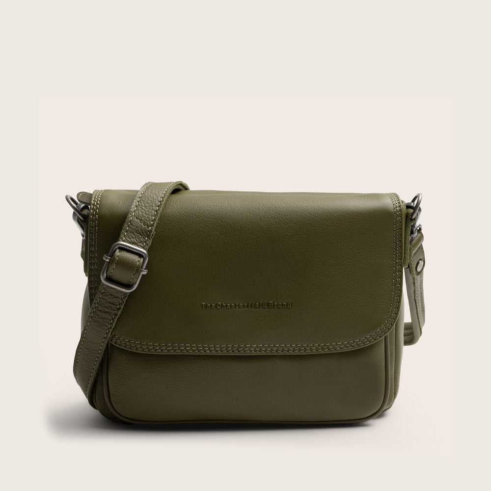 Sac Porté Épaule en Cuir Vert Olive Miloa