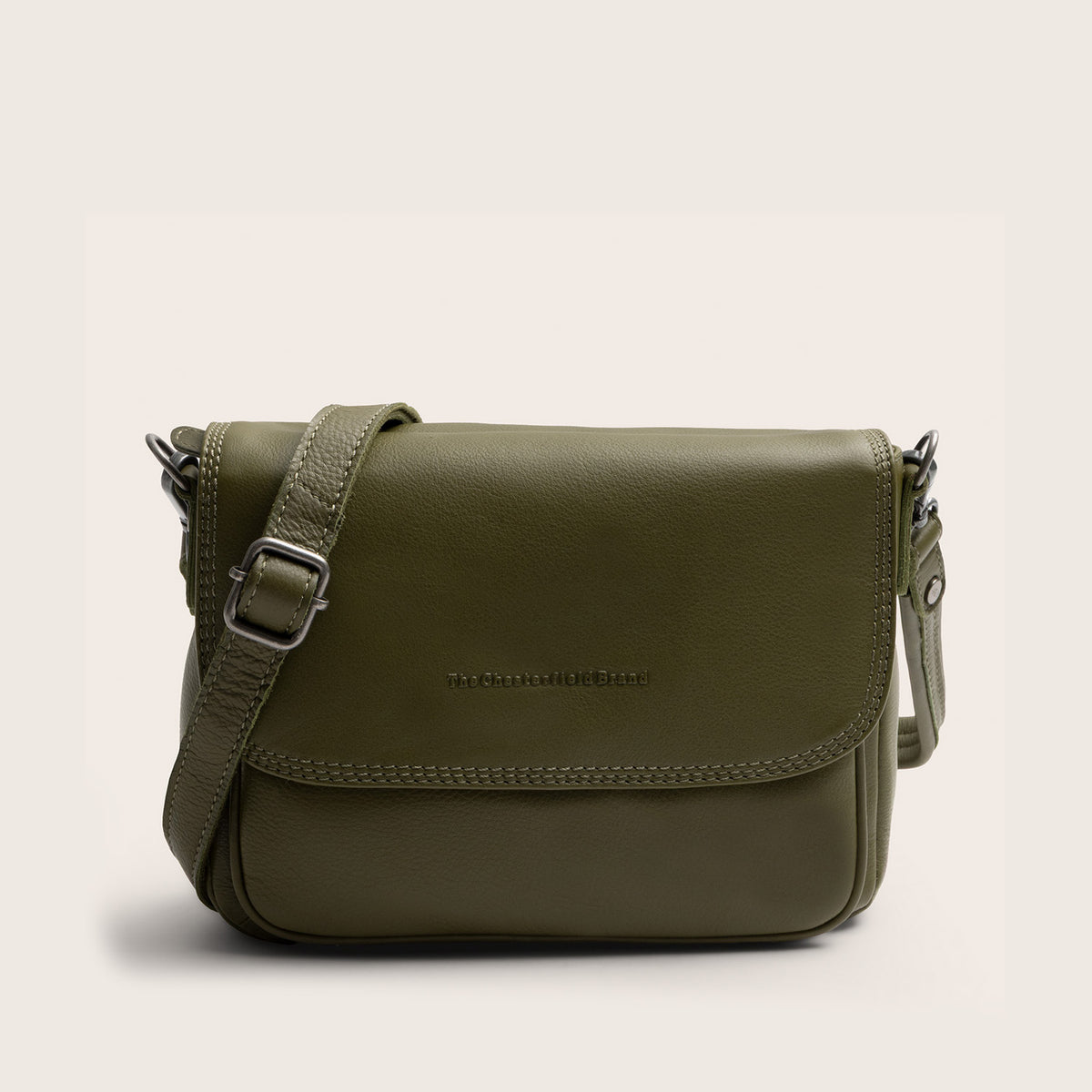 Sac Porté Épaule en Cuir Vert Olive Miloa