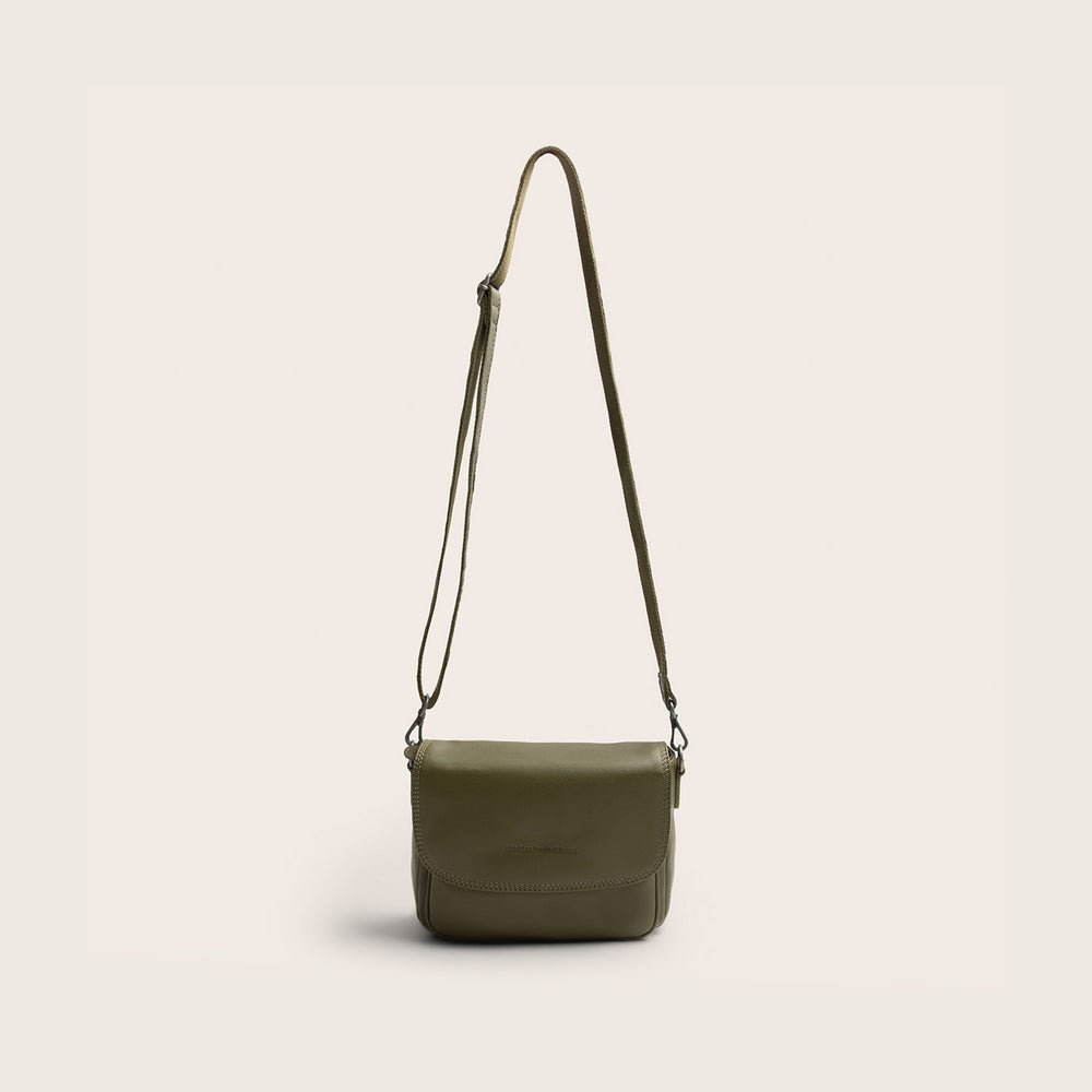 Sac Porté Épaule en Cuir Vert Olive Miloa