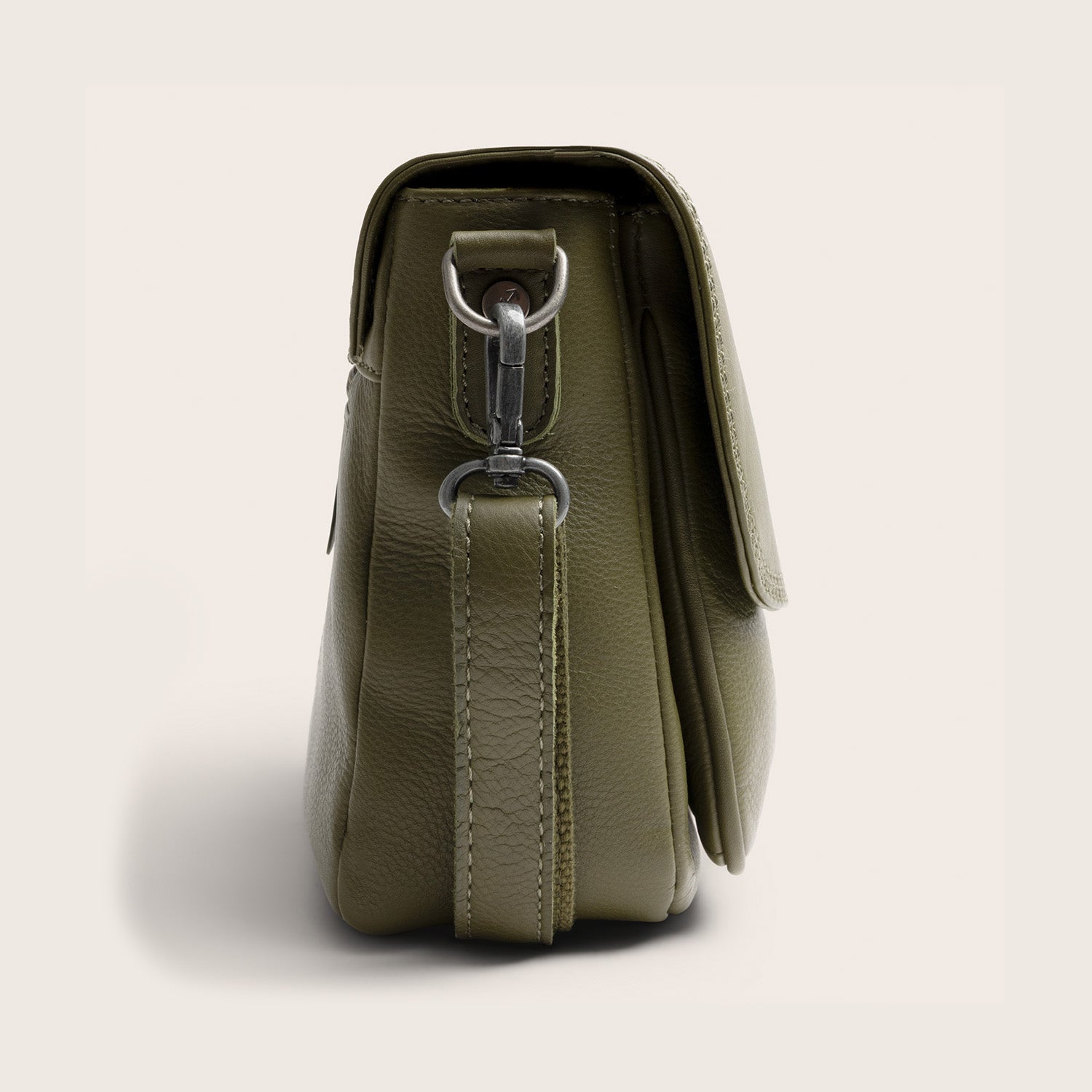Sac Porté Épaule en Cuir Vert Olive Miloa