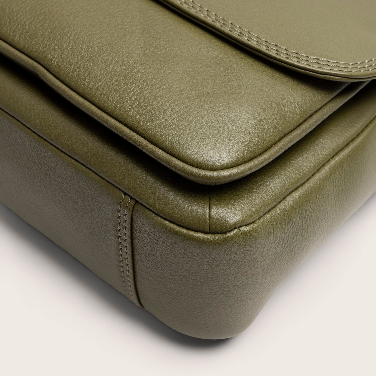 Sac Porté Épaule en Cuir Vert Olive Miloa