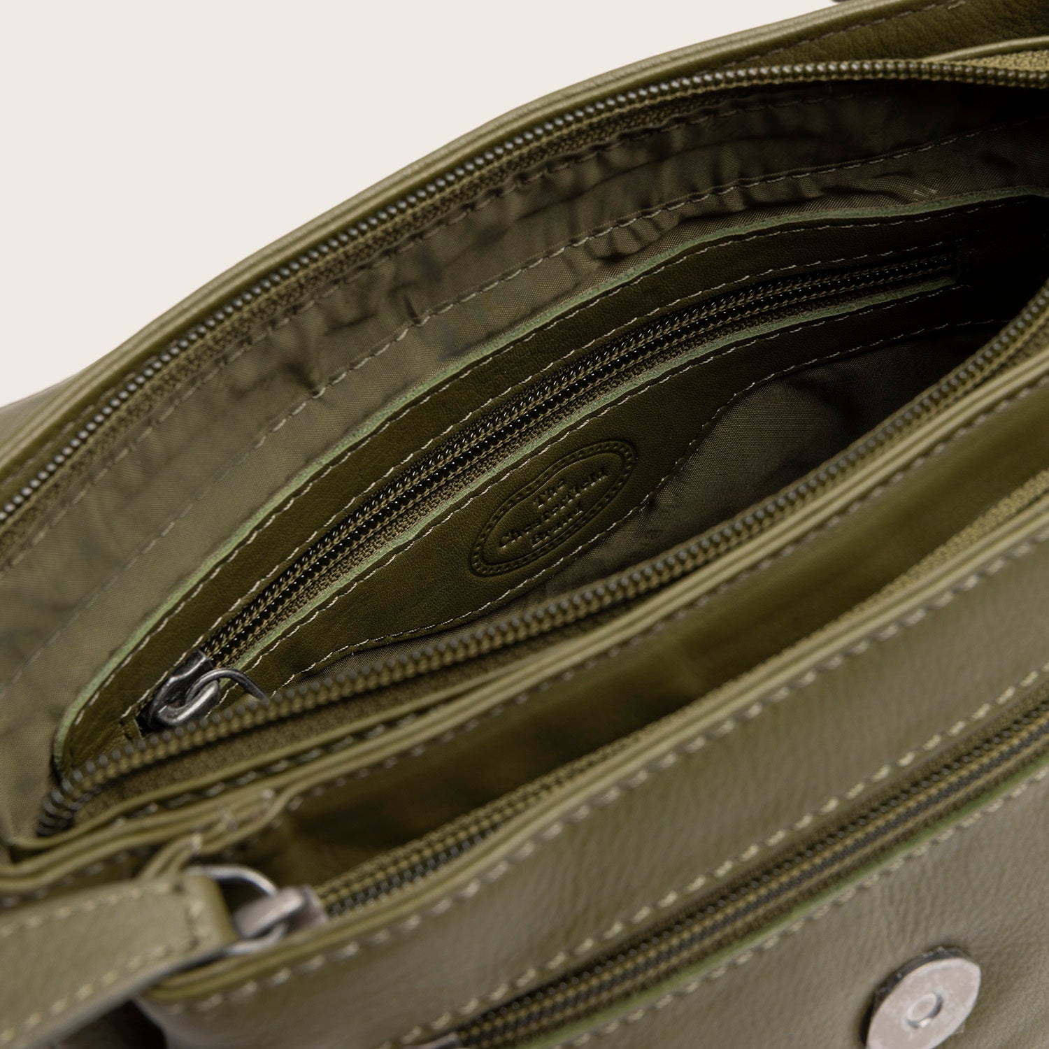 Sac Porté Épaule en Cuir Vert Olive Miloa